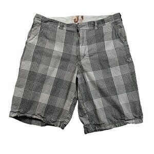 Ocean Pacific Shorts Men's Check Slash Pkt Cotton Bermudas Black Gray White 34